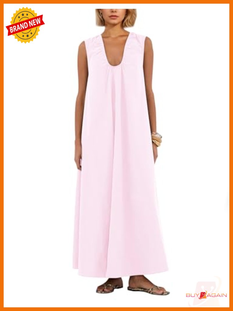 Sleeveless Ruched Maxi Dress Scoop Neck Long Elegant Wide Shoulder Strap With